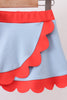 Blue scalloped active skorts set