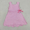 Pink Performance Gingham Bow Scalloped Dress