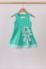Green scalloped bow active dress