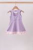 Purple scalloped bow active dress