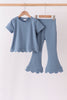 Teal scalloped active pants set