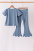 Teal scalloped active pants set