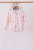 Pink pumpkin print ruffle coat