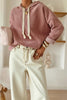 Casual Thermal Textured Lace Drawstring Baggy Hoodie