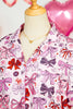 Pink Cute Ribbon Bows Printed Shirt Style 2pcs Short Pajama Set