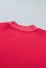Pink Colorblock Polka Dot Contrast Trim Oversized Sweatshirt