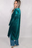 Skobeloff Velvet Contrast Leopard Print Lapel Collar Open Front Cardigan