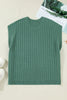 Mist Green Plus Size Solid Color Textured Knit Short Sleeve Sweater