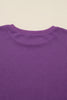 Orchid Mist Solid Color Raw Seam Patchwork Ribbed Drop Shoulder Sweatshirt