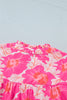 Pink Short Bubble Sleeve Summer Floral Blouse