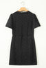 Black Polka Dot Print Lace Trim Wrap Mini Dress