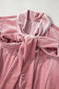 Fushia Solid Color Velvet Ribbon Bow Knot Long Sleeve Blouse