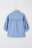 Myosotis Washed Drop Shoulder Bracelet Sleeve Chambray Shirt