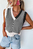 Black Contrast Chevron Knit V Neck Sweater Vest