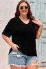 Valerian Textured V-Neck Dropped Shoulder Plus T-Shirt