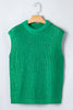 Bright Green Solid Color Knit High Neck Short Sleeve Sweater