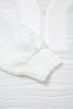 White Solid Color Textured Zip V Neck Pullover Sweatshirt