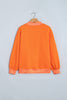 Grapefruit Orange Polka Dot Letter Print Contrast Trim Mock Neck Sweatshirt