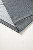 Carbon Grey Denim Color Block Patchwork Shirt Collar Short Sleeve Blouse
