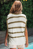 Khaki Stripe Tie Open Side Sweater Knitted Top