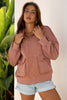 Camel Exposed Seam Side Pockets Half Zipper Baggy Sweatshirt