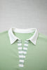 Smoke Green Striped Patchwork V Neck Two Piece Shorts Plus Size Set