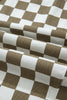 White Checkered Print Denim Barrel Pants