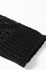 Black Solid V Neck Pointelle Knit Sleeve Patchwork Sweater