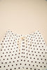 White Polka Dot Print Notched Neck Long Sleeve Top Drawstring Jogger Pants Waffle Knit Lounge Set