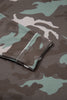 Green Camouflage Print Textured Drop Shoulder Long Sleeve Top