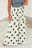 Beige Polka Dot Wide Leg Elastic Waist Casual Pants