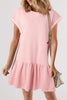 Ashleigh Blue Solid Color Cap Sleeve Drop Waist T Shirt Dress