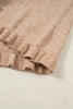 Oatmeal Ruffle Trim Gold Button Sweater Cardigan