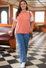 Parchment Twist Rib Colorblock Hi Low Plus Size Short Sleeve Top