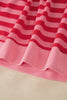Red Stripe Puff Short Sleeve T Shirt Matching Shorts Set
