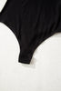 Black Ribbed Long Sleeve Crew Neck Solid Color Bodysuit
