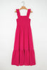 Red Plaid Square Neck Fit-and-flared Vacation Sundress