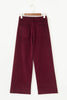 Vineyard Green Corduroy Solid Color High Waist Wide Leg Pants