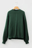 Mist Green Solid Color Front Seam Drop Shoulder Loose Sweater