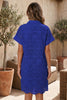 Rose Red Solid Color Eyelet Embroidered T Shirt Mini Dress