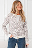Orange Leopard Drop Shoulder Chunky Knitted Cardigan Sweater