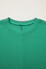 Sea Green Waffle Textured Knit Dolman Short Sleeve Loose Top
