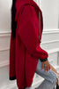 Racing Red Contrast Cuffed Drop Shoulder Zip up Tunic Hoodie