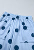 Beige Polka Dot Wide Leg Elastic Waist Casual Pants