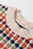 Multicolour Dotty Striped Pattern Knit Drop Shoulder Sweater