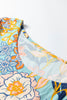 Blue Plus Size Floral Ruffled Long Sleeve Flowy Mini Dress