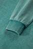 Black Half Zip Kangaroo Pocket Mineral Wash Baggy Hoodie