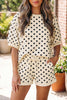 Pink Polka Dot Oversized Top Drawstring Short Set