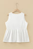 Black Plus Size Solid Color Bow Tie Peplum Tank Top