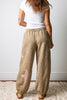 Khaki Leopard Print Star Patched Drawstring Elastic Waist Jogger Pants